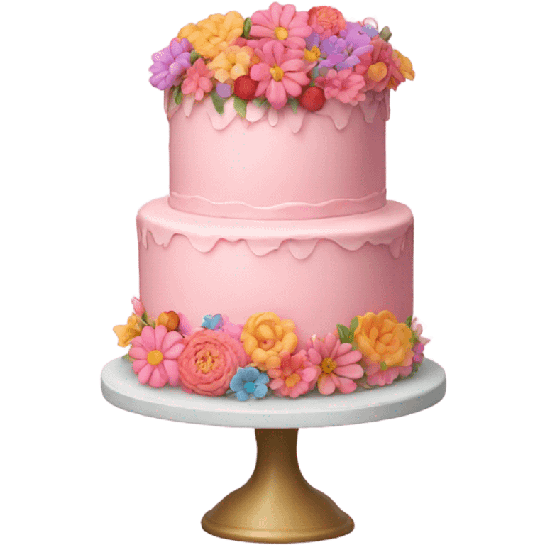 pink cake with flowers emoji