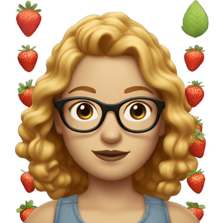 Strawberry blonde girl with curvy figures with brown eyes and light skinned with glasses emoji