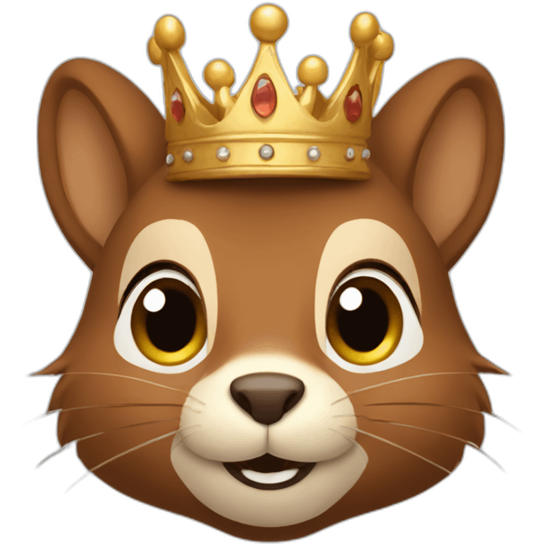 Brown haired squirrel with crown emoji