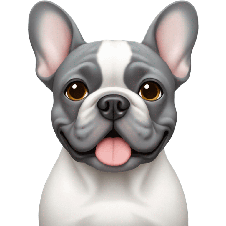 Grey French bulldog with white down the middle of the face emoji