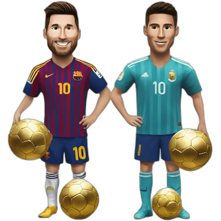 Messi et Cristiano avec un ballon d'or emoji