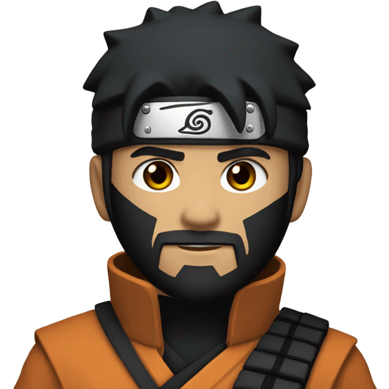 Naruto With Black hair and Black beard , Ninja West  emoji