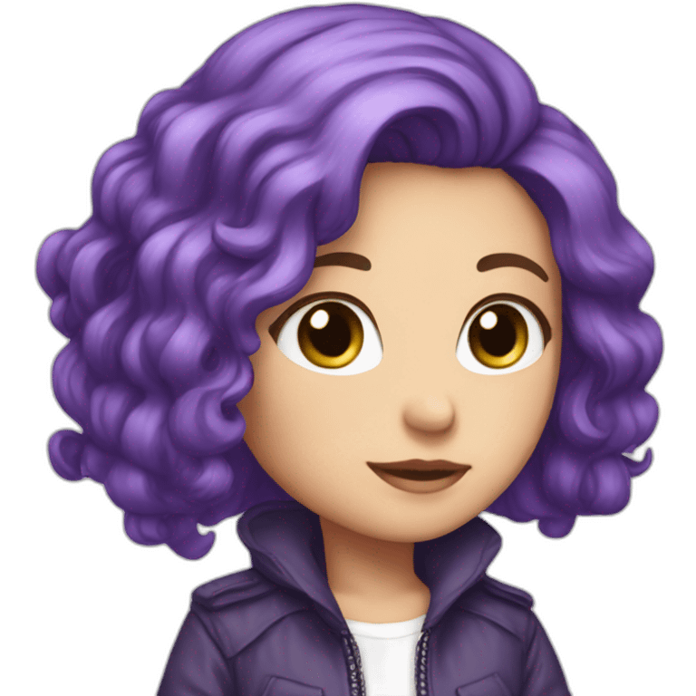 Blue purple hair jacket white girl emoji