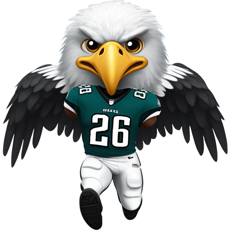 Philadelphia Eagles running back Saquon Barkley number 26 with bald eagle wings emoji