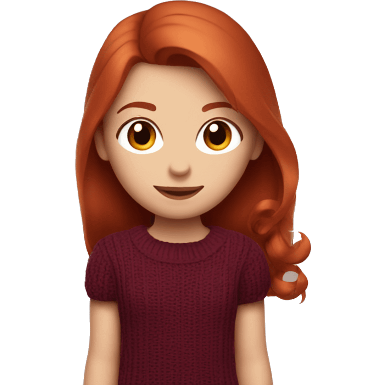 redhead girl with Dyson styling in burgundy sweater with rat on her shoulder emoji