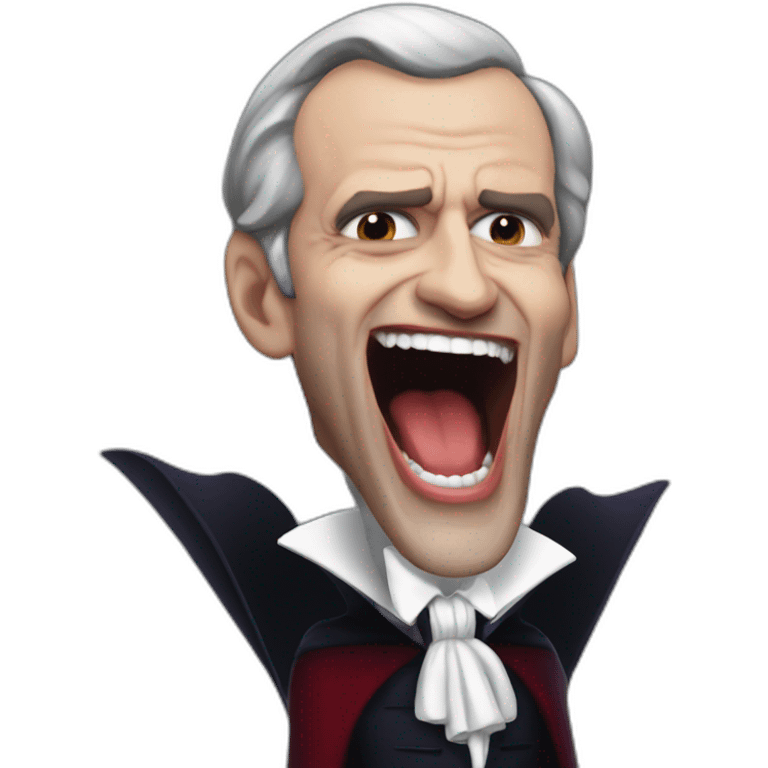 vampire Macron cynical laughing emoji