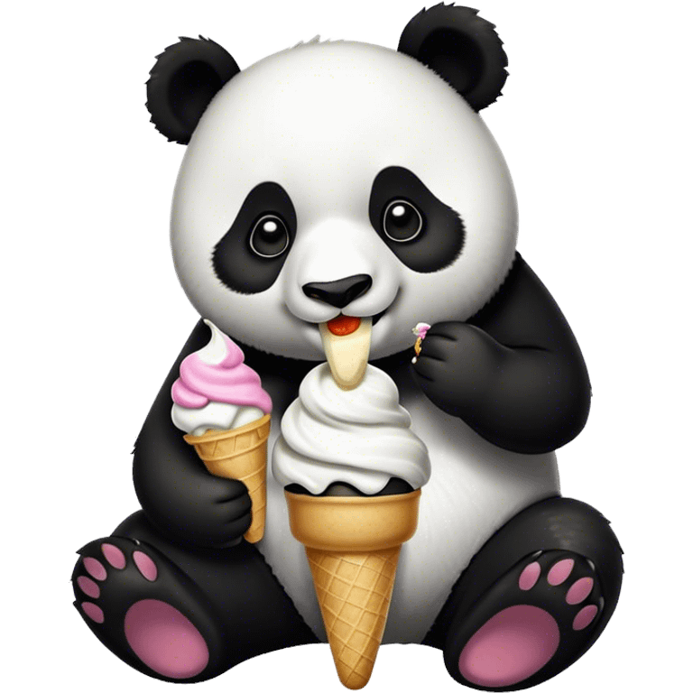 Panda eating ice cream emoji