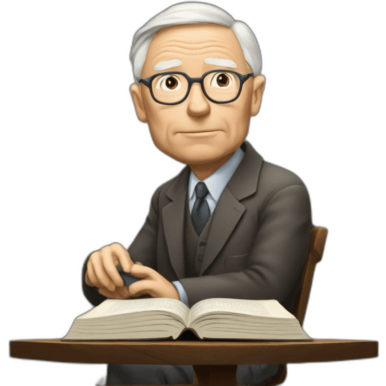 old charlie munger reading a book while thinking emoji