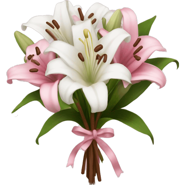 small White lilly bouquet made pink and brown emoji