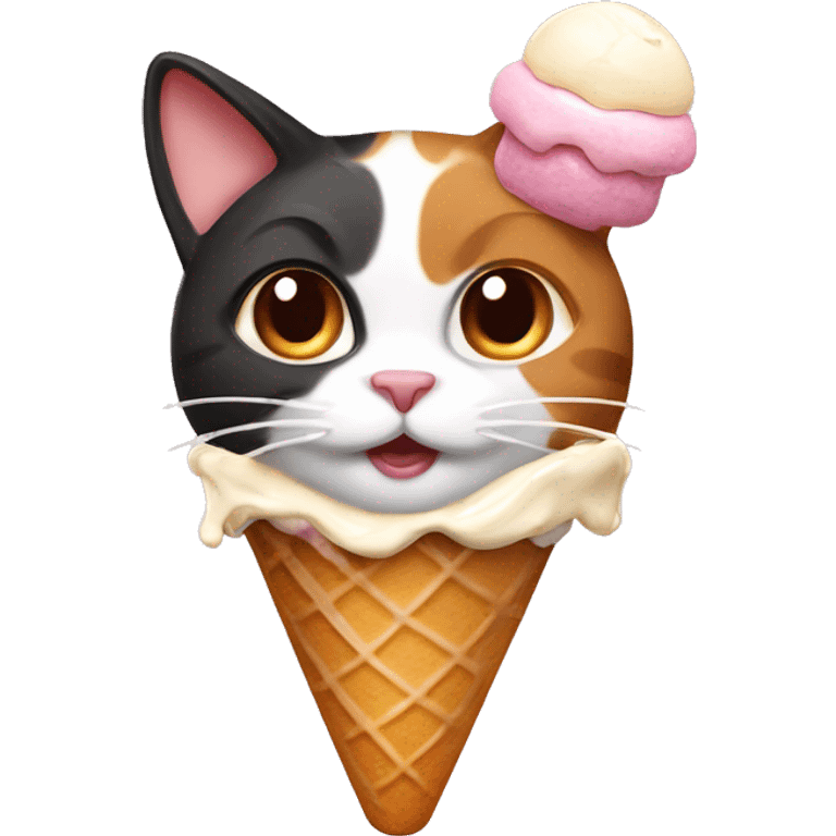 calico cat with icecream sundae  emoji