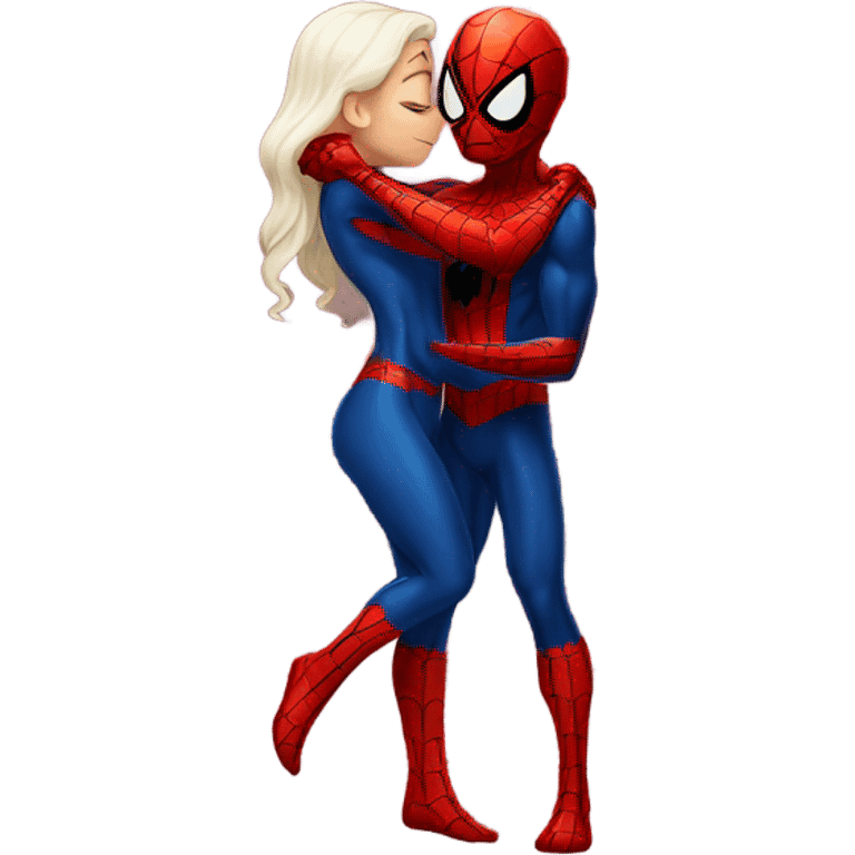 Spiderman kissing spiderwomen emoji