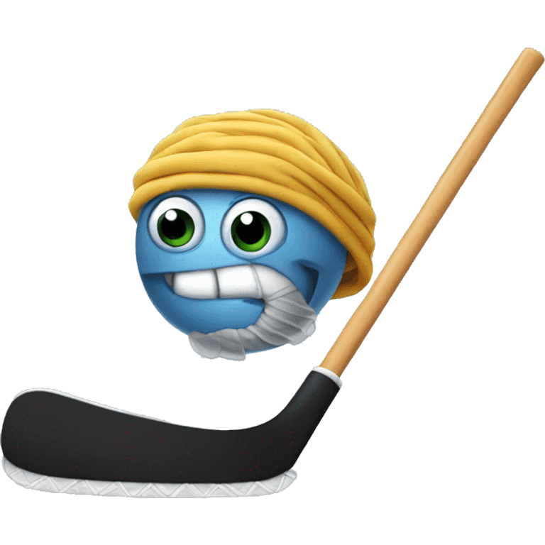 Worm playing hockey emoji