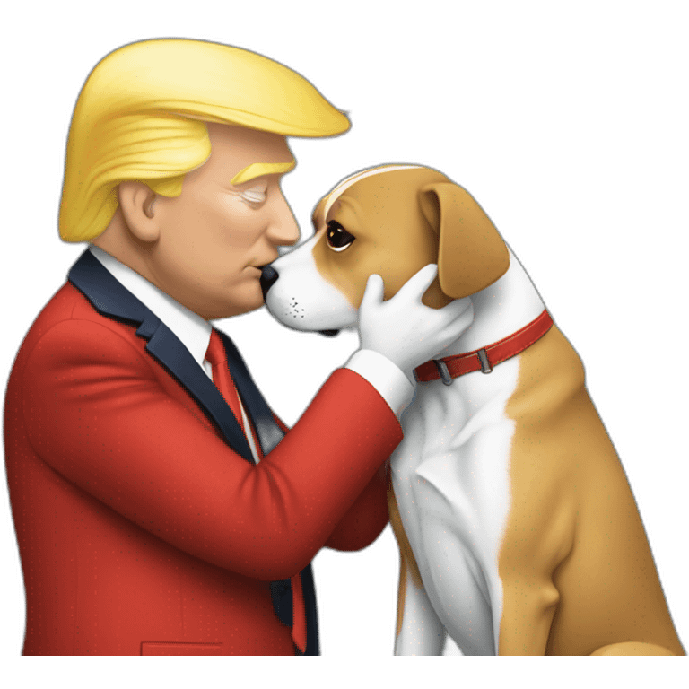 trump kissing a dog emoji