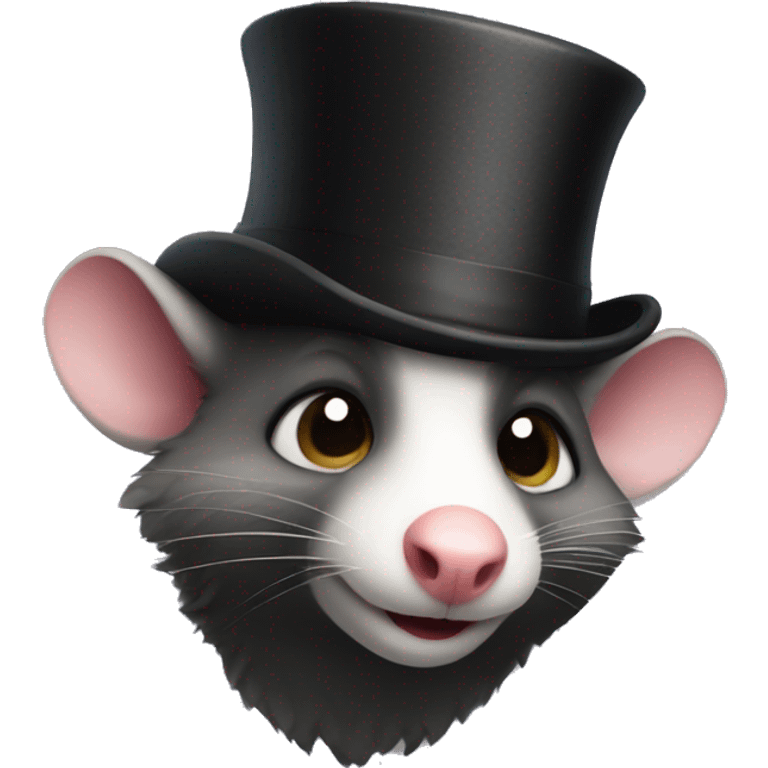 A possum in a coat and top hat emoji