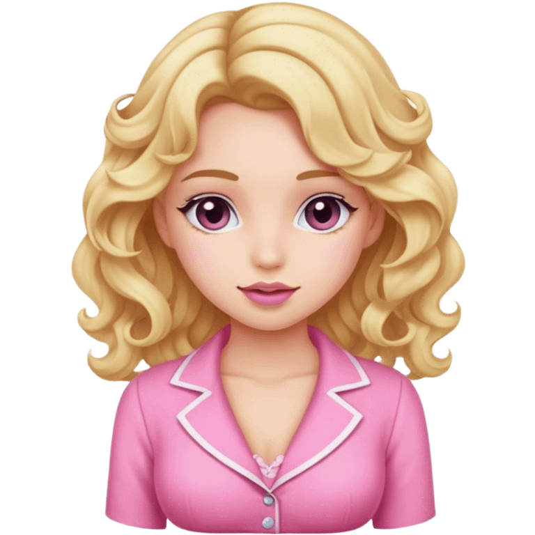 Cute girl blond wave hair pink Coquette clothes emoji