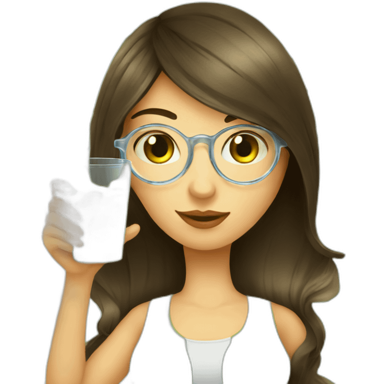 brunette girl with magnifying-glass drinking mojito emoji