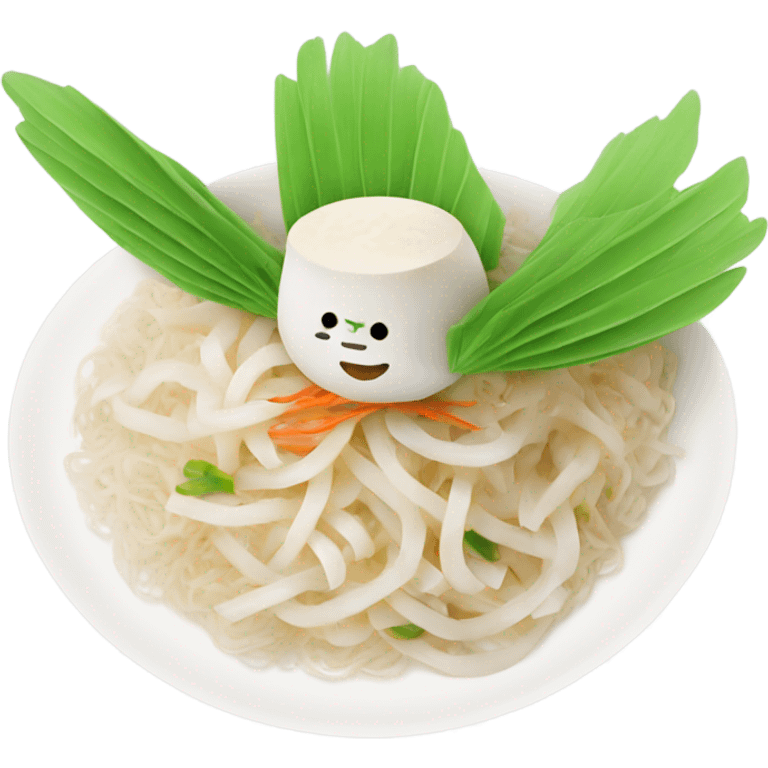 Flat rice noodles with flying wings emoji