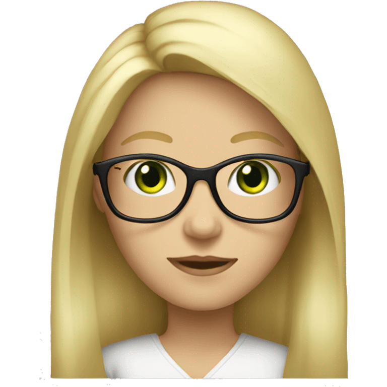 Long blonde hair female with glasses and green eyes emoji