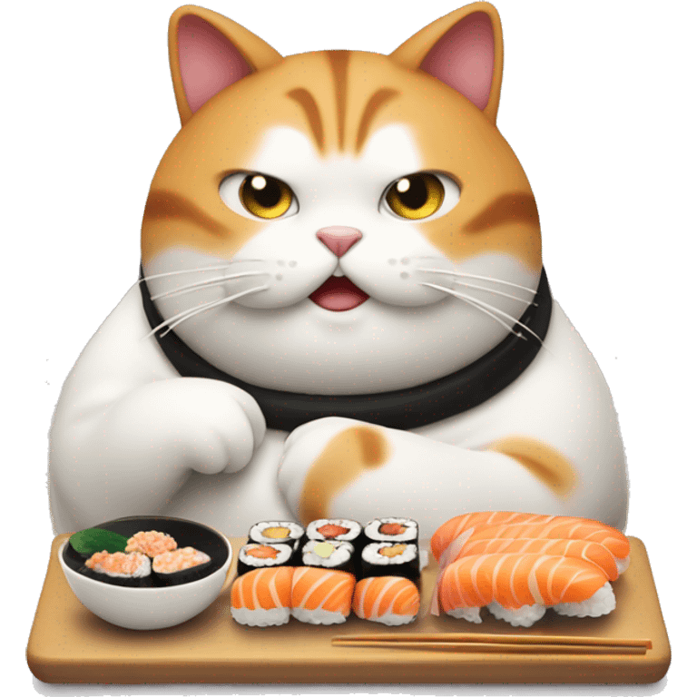 fat cat eating sushi emoji