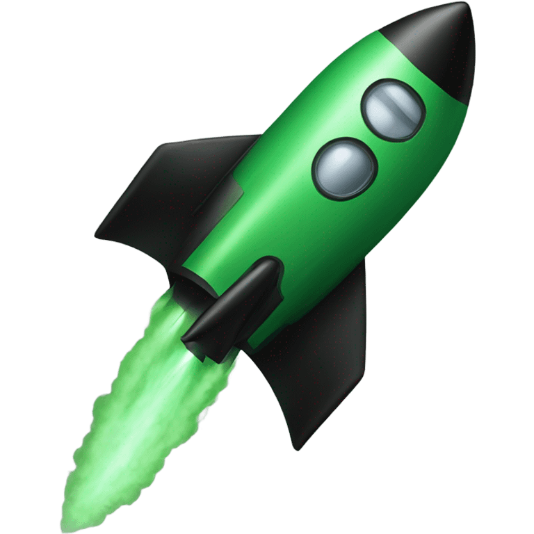 green and black rocket ship emoji