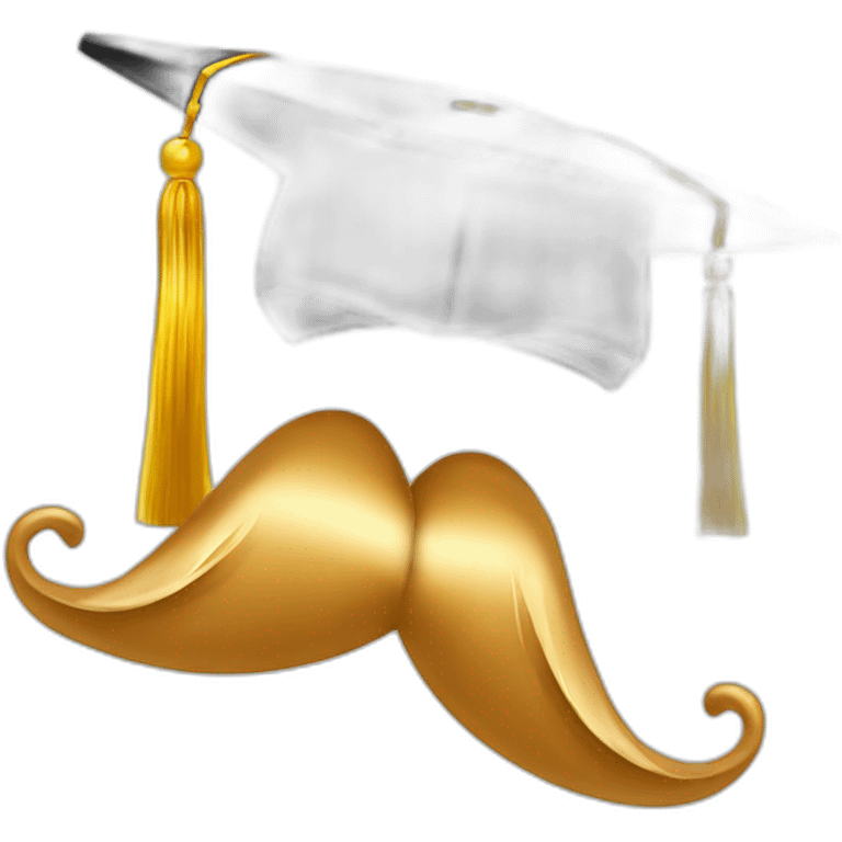 tan guy mustache with graduation cap with gold tassel emoji