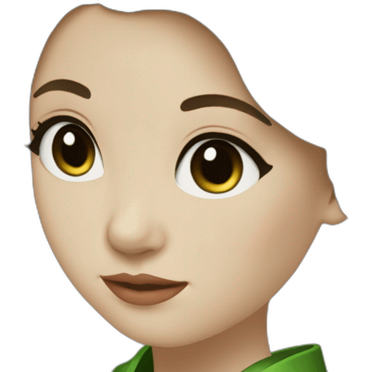 Geisha brown hair down dark green eyes  emoji