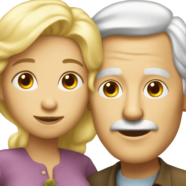 An old man and blonde woman love emoji