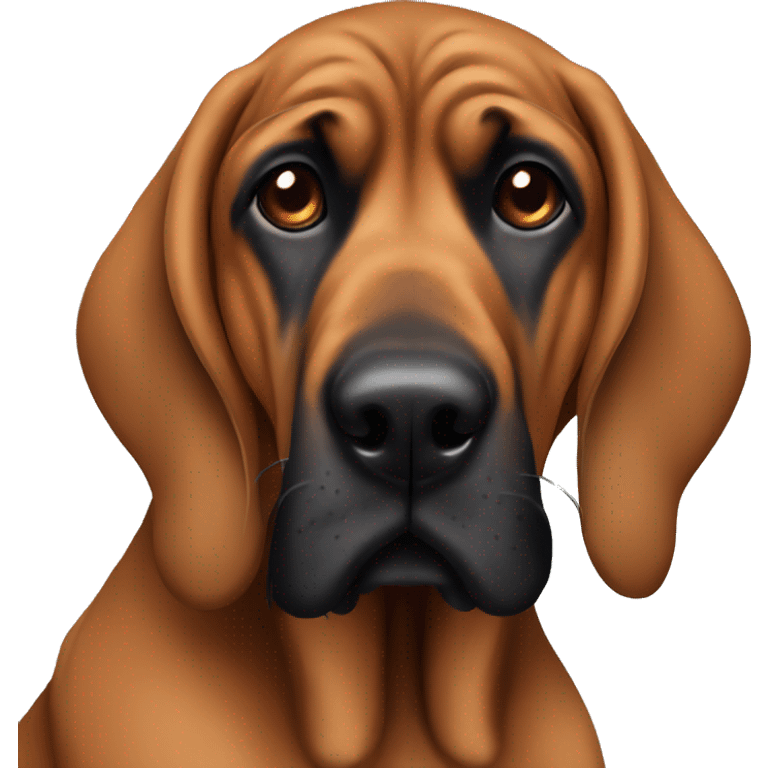 brown bloodhound with black eyebrows and black muzzle emoji