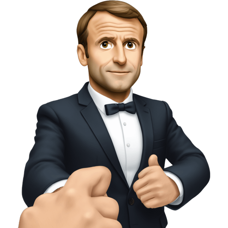 Emmanuel Macron qui dit au revoir de la main emoji