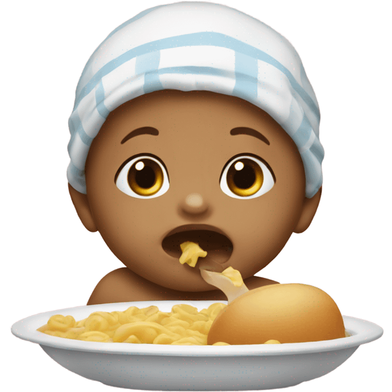 The baby eats emoji