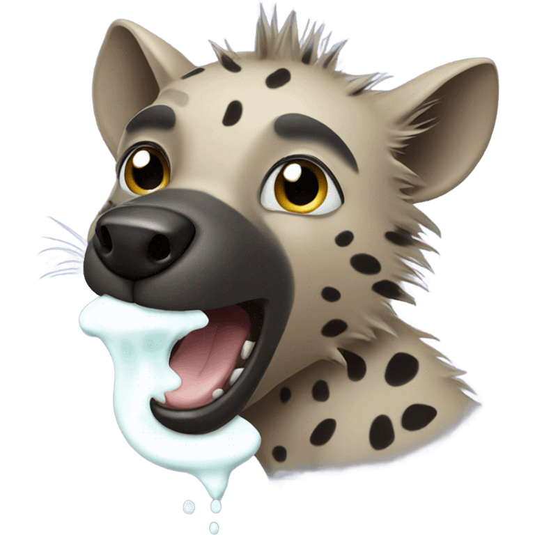 Hyena with a splash of milk coming emoji