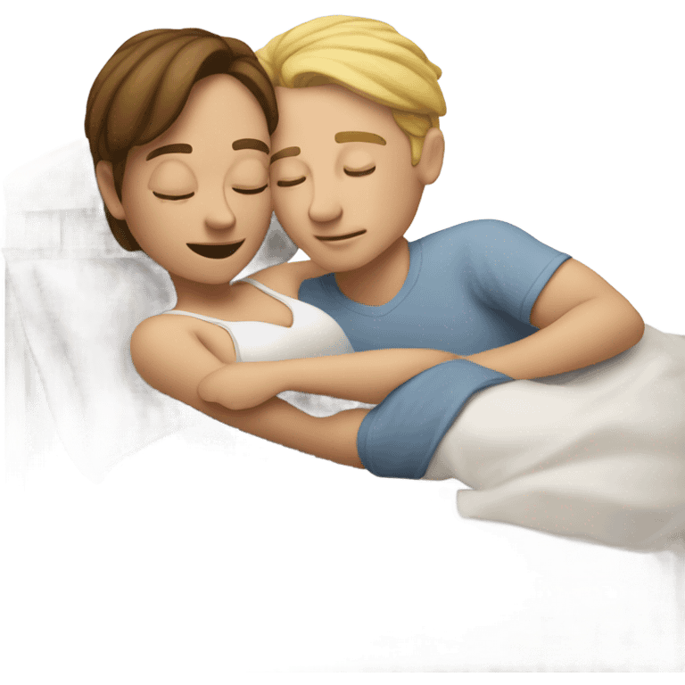 White man tucking in white woman to bed emoji