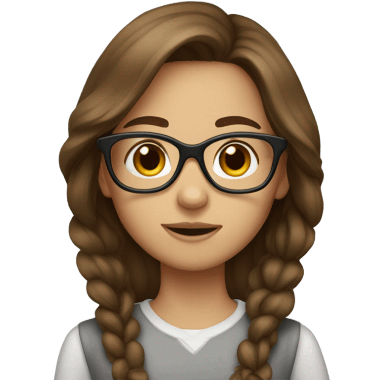 girl with brown hair with glasses emoji