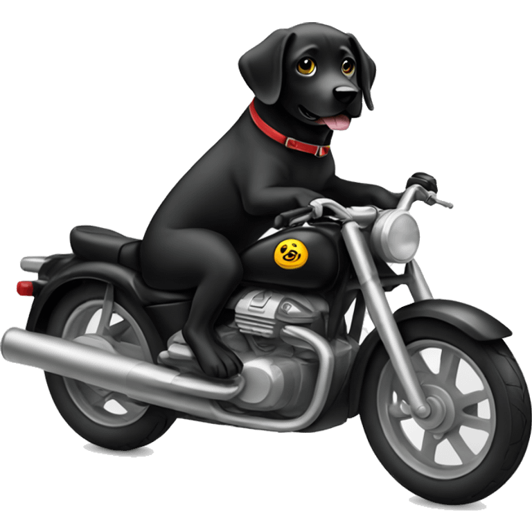 cool black lab riding motorbike emoji