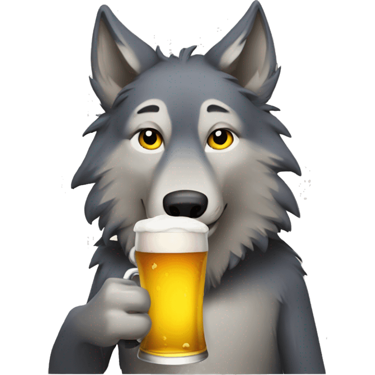 Wolf drinking beer emoji