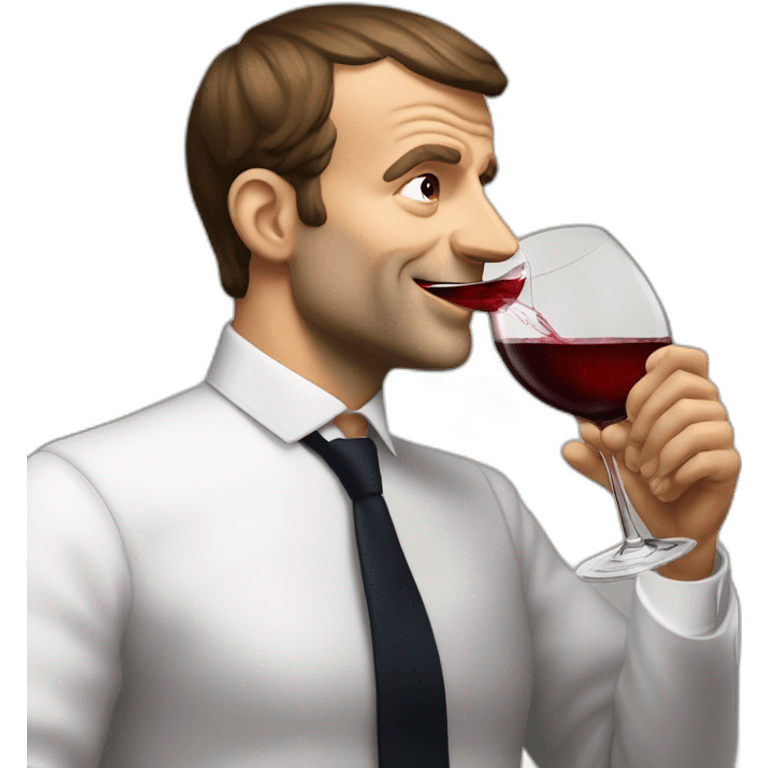 emmanuel macron drinking a red vin emoji