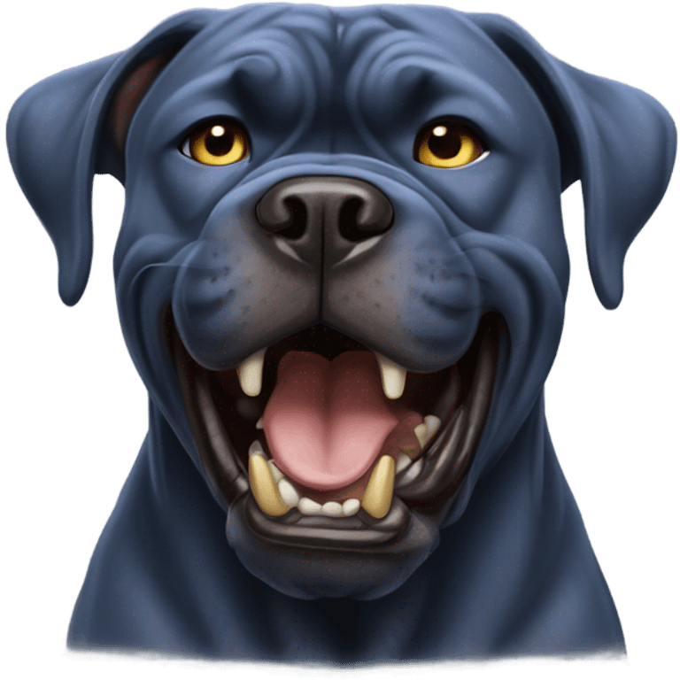 Blue and gold Cane Corso showing its teeth while snarling. emoji