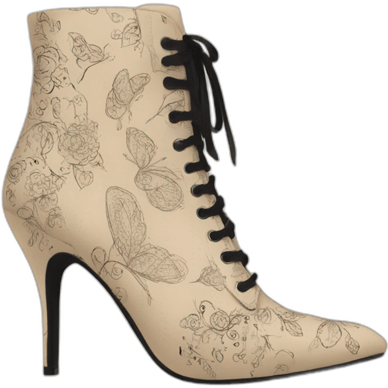 heels-boot-beige-with-black-doodles emoji