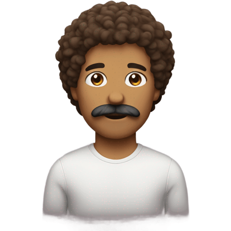 man with brown fluffy hair and mustache emoji