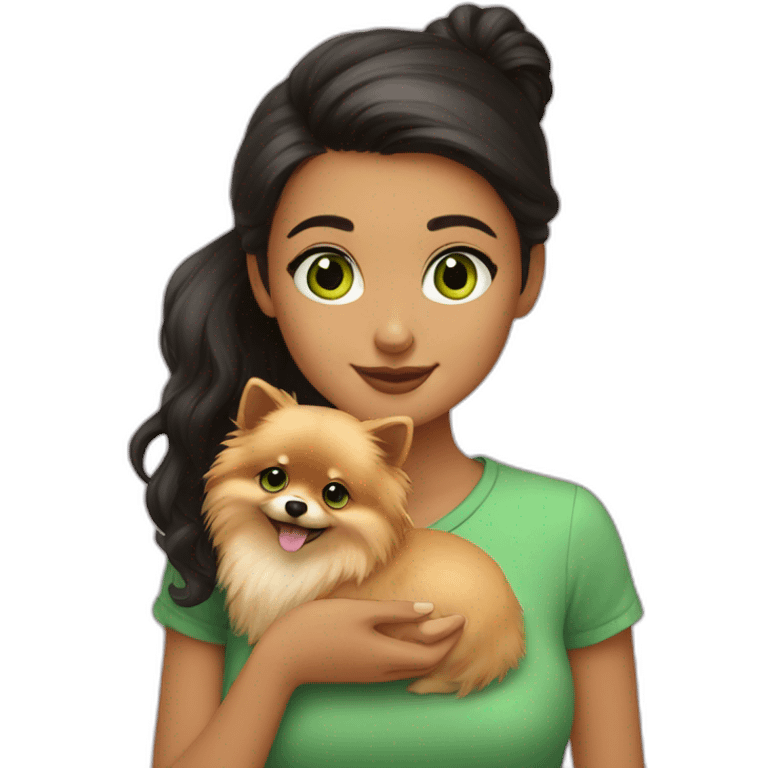 girl-with-green-eyes-petting-pomeranian emoji