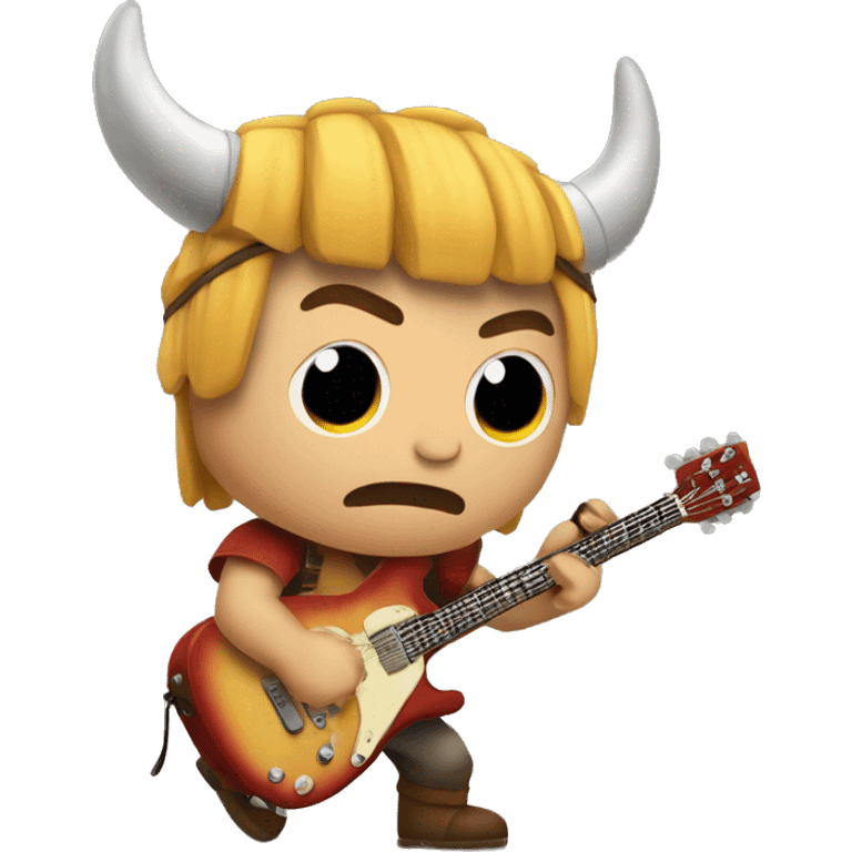 Un mutante redondo vikingo tocando una guitarra electrica emoji