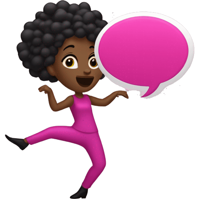 Dancing speech bubble dots pink , with black woman animated gif emoji