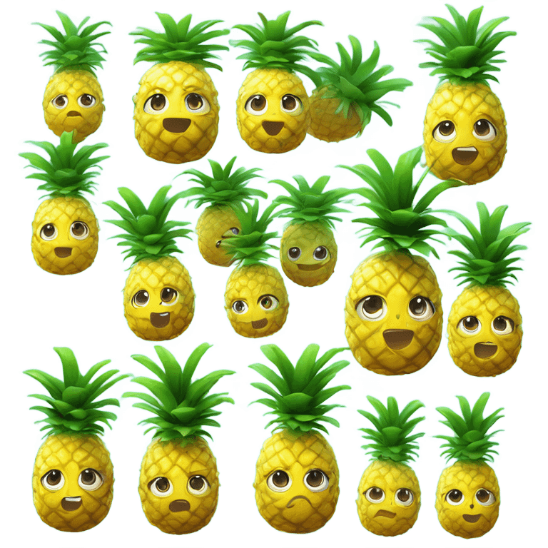 3D  pineapple  👱‍♀️🍍 with big shiny eyes.  pineapple cute  ☺️ emoji