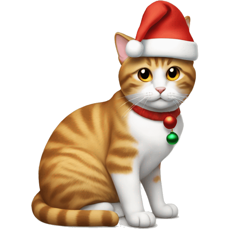 Cat wearing a Christmas hat emoji