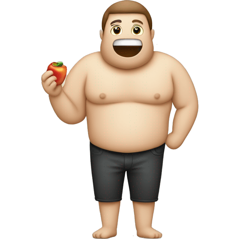 Eine Person mit einem Dicken Bauch neben einer Person die einen Stock in der hand hält emoji