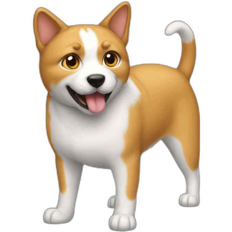 Un chat sur un chien emoji