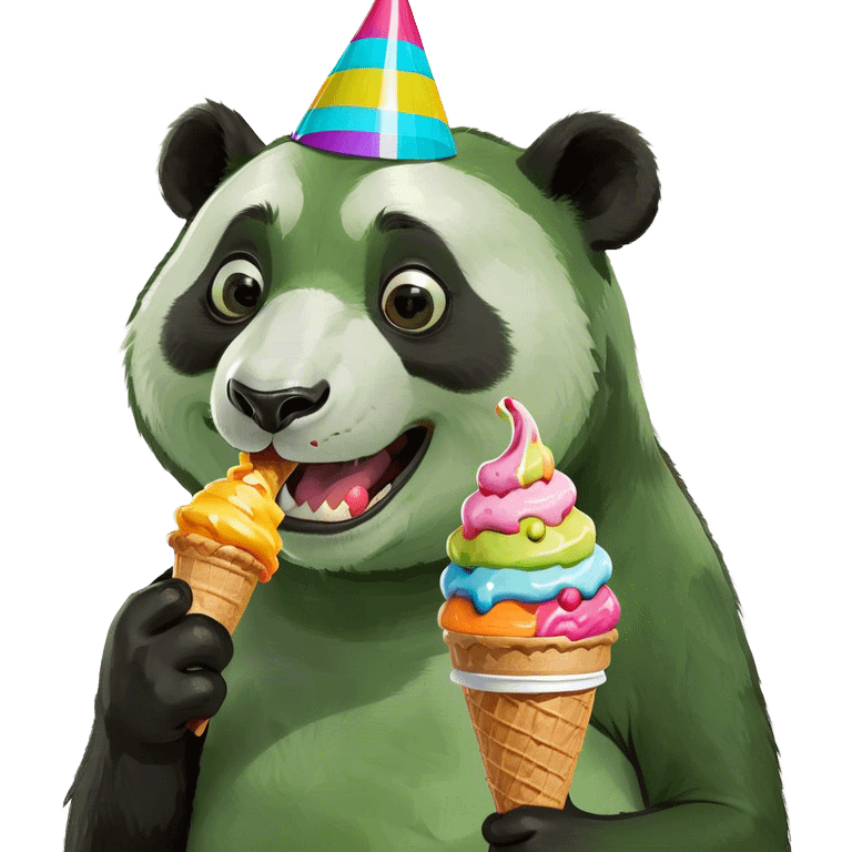 Panda eating ice cream emoji