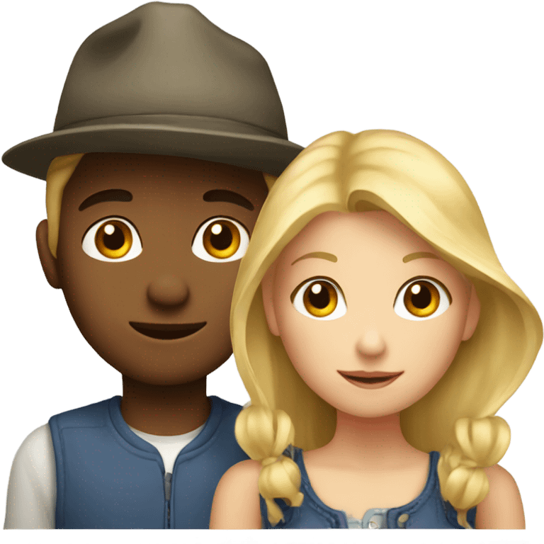 blonde girl with boy in hat emoji