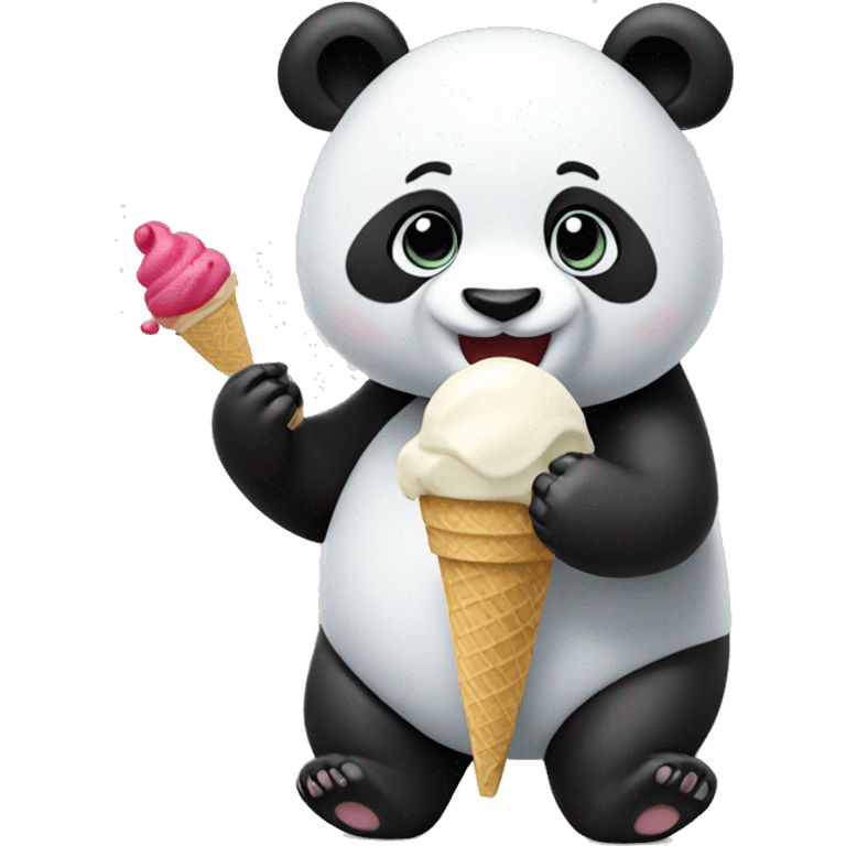 Panda eating ice cream emoji