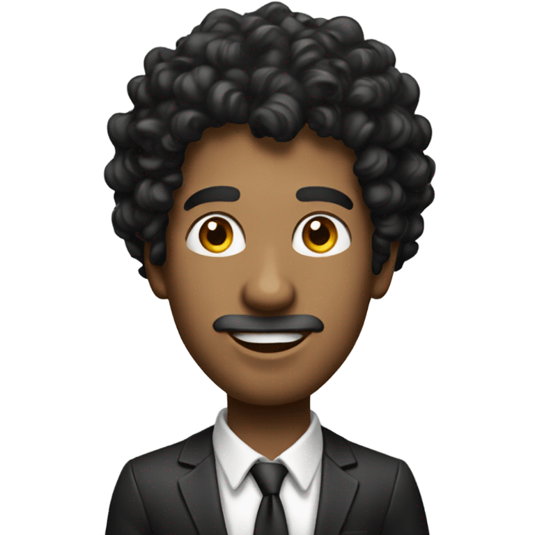 Man with black curly hair winning lots of money emoji